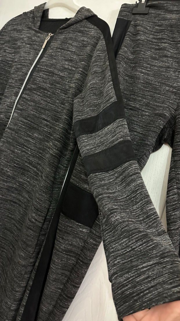 Kadın Uzun Gri Eşofman Takımı Fermuarlı - Görsel 4