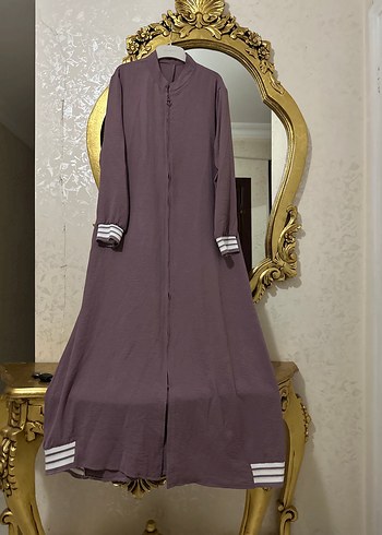 Kadın Mor Uzun Kollu Minimalist Uzun Elbise