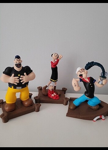 temel reis safinaz ve kabasakal uclu figür seti popeye