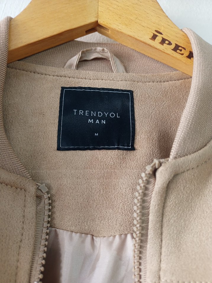 Bej Süet Kadın Bomber Ceket - Görsel 2