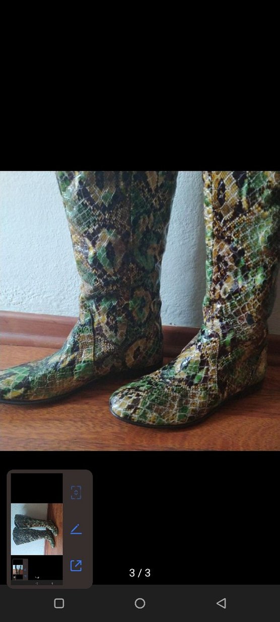 Kahverengi Yılan Derisi Desenli Dizüstü Çizme - Görsel 2