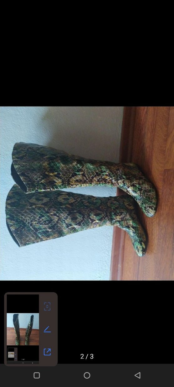 Kahverengi Yılan Derisi Desenli Dizüstü Çizme - Görsel 3