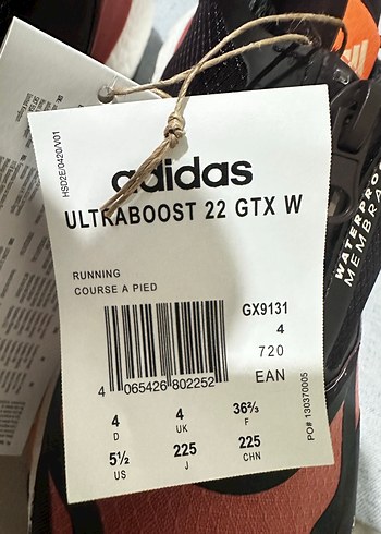 36,5 Beden kahverengi Renk Adidas Ultraboost Goretex 36.5 su geçirmez