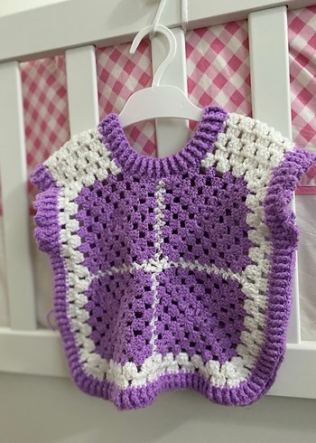 El Örgüsü Mor Bebek Önlüğü - Görsel 3