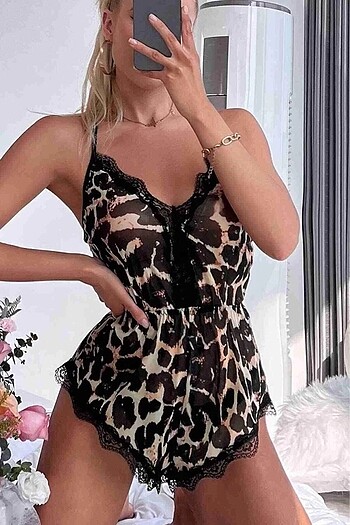 s Beden çeşitli Renk Leopar Tulum Gecelik ????