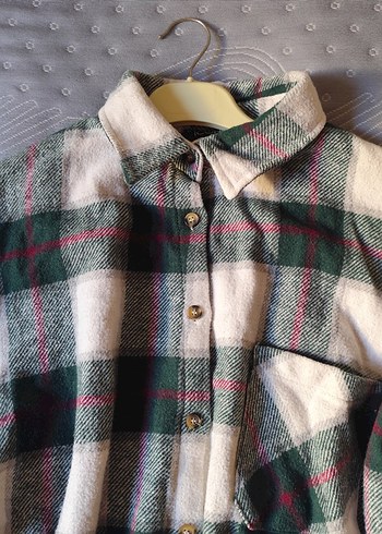 Yeşil Kareli Düğmeli Kadın Oduncu Gömlek - Görsel 2