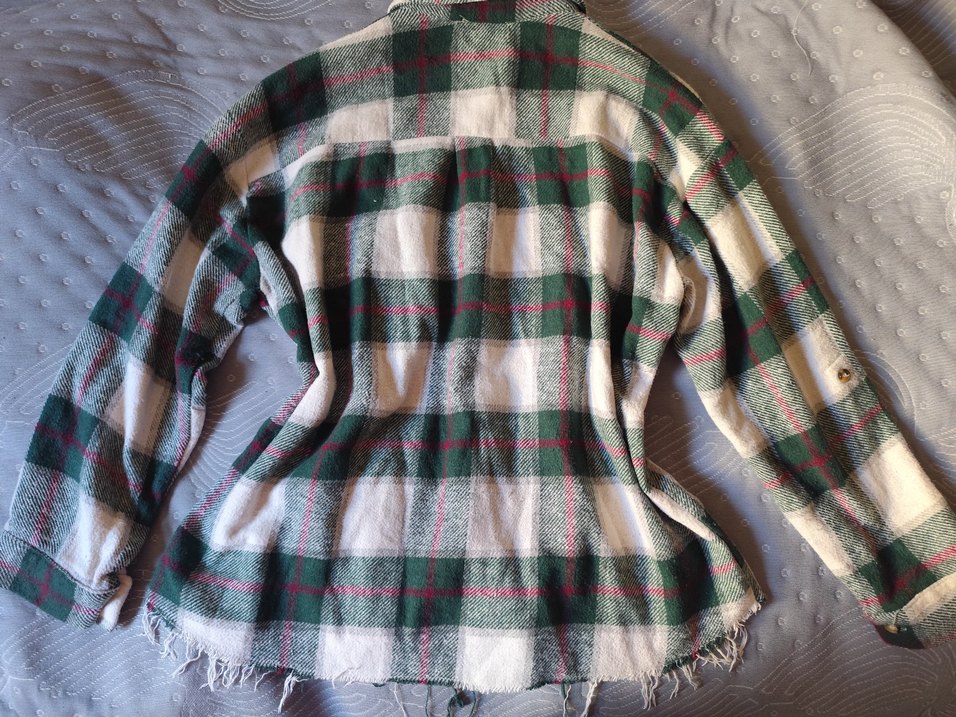 Yeşil Kareli Düğmeli Kadın Oduncu Gömlek - Görsel 4