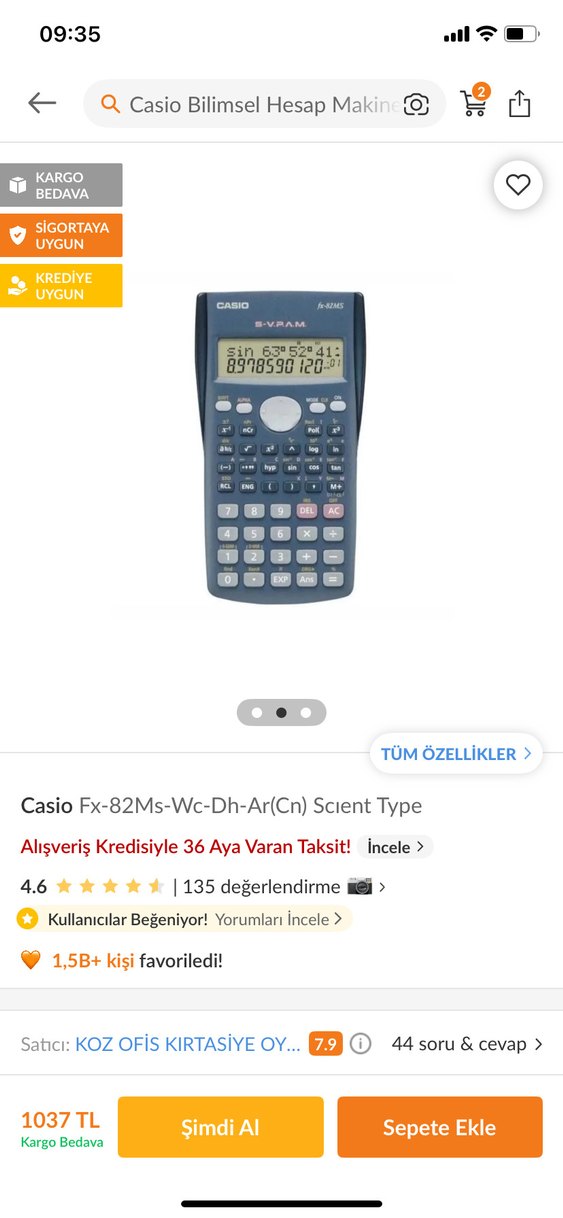 Casio Fx-82MS Bilimsel Hesap Makinesi Mavi - Görsel 2