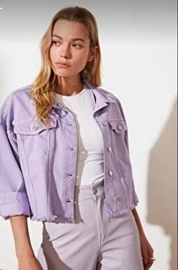 Trendyolmilla Lila Oversize Crop Kot Ceket