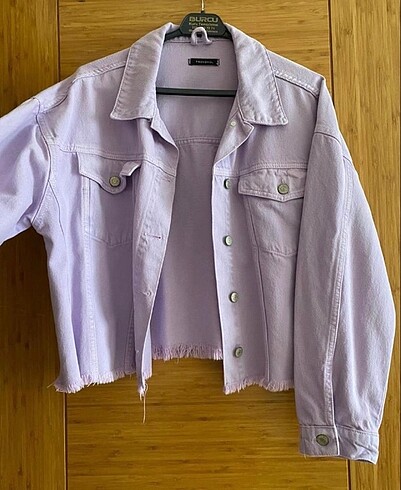 m Beden Trendyolmilla Lila Oversize Crop Kot Ceket