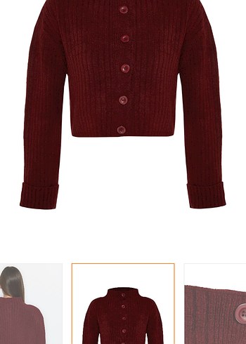 Trendyol & Milla Milla Bordo Düğmeli Crop Hırka