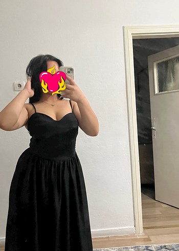 Diğer Siyah Straplez Gotik Midi Elbise