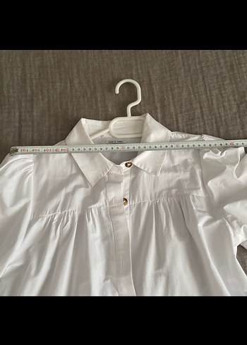 Düğmeli Beyaz Gonlek elbise - Görsel 5