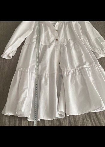 Düğmeli Beyaz Gonlek elbise - Görsel 4