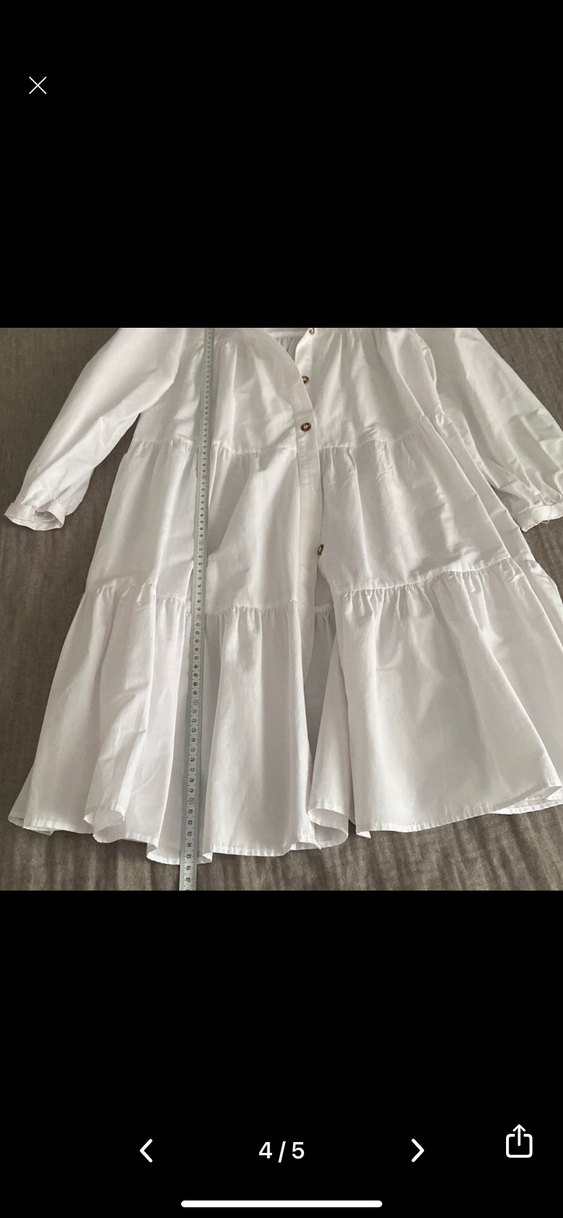 Düğmeli Beyaz Gonlek elbise - Görsel 4