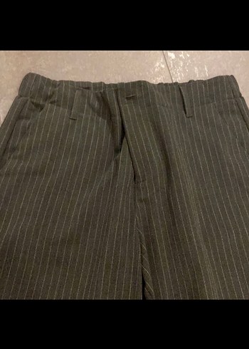 s Beden gri Renk Gri Pilili Yün Kumaş Kadın Pantolon