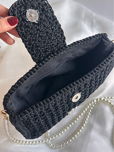  Beden siyah Renk HandMade Örme Çanta