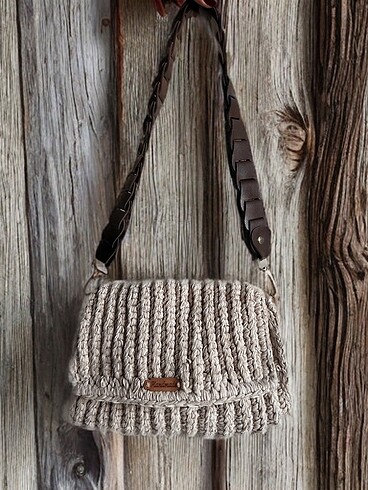  Beden camel Renk HandMade Örme Çanta