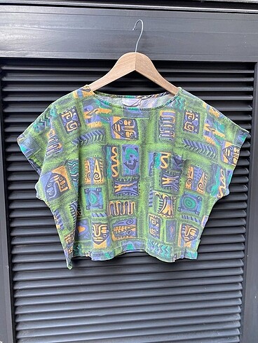 Vintage desenli bluz