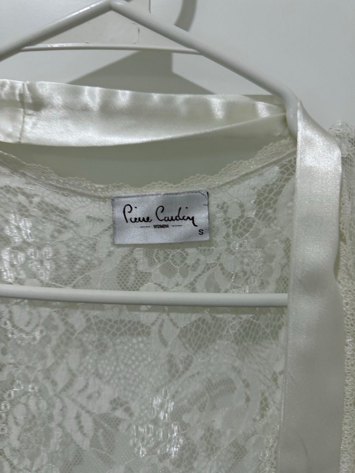 Beyaz Uzun Kollu Kadın Sabahlık - Görsel 3