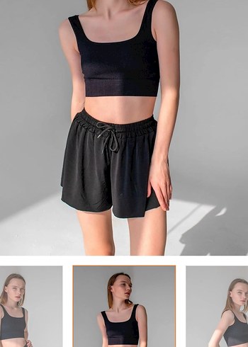 Siyah Rahat Kesim Kadın Mini Spor Şort