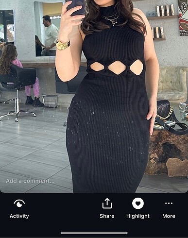 Bershka pencere detaylı kolsuz fitilli triko elbise