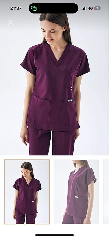 s Beden mor Renk Arya medical scrubs üniforma takımı