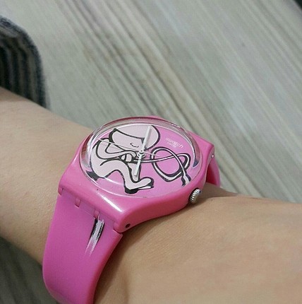 swatch marka içi fetüslü pembe silikon saat