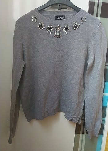 Gri Bisiklet Yaka Uzun Kollu Triko Kazak - Görsel 2