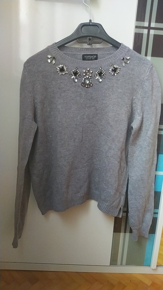 Gri Bisiklet Yaka Uzun Kollu Triko Kazak - Görsel 2