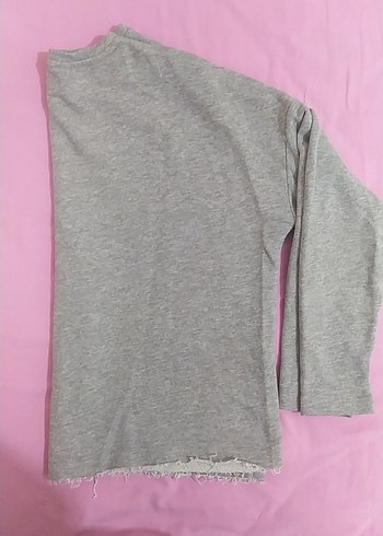 Gri Kadın Uzun Kollu Salaş Sweatshirt - Görsel 2