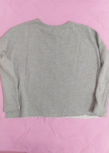 Gri Kadın Uzun Kollu Salaş Sweatshirt - Görsel 3