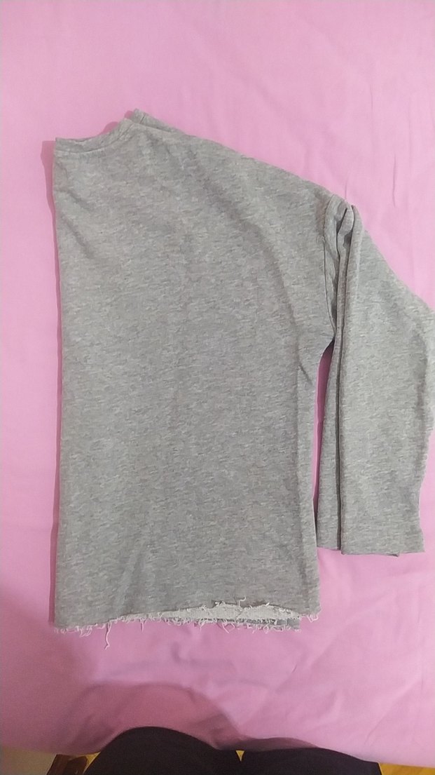 Gri Kadın Uzun Kollu Salaş Sweatshirt - Görsel 2