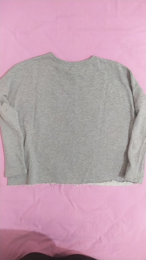 Gri Kadın Uzun Kollu Salaş Sweatshirt - Görsel 3