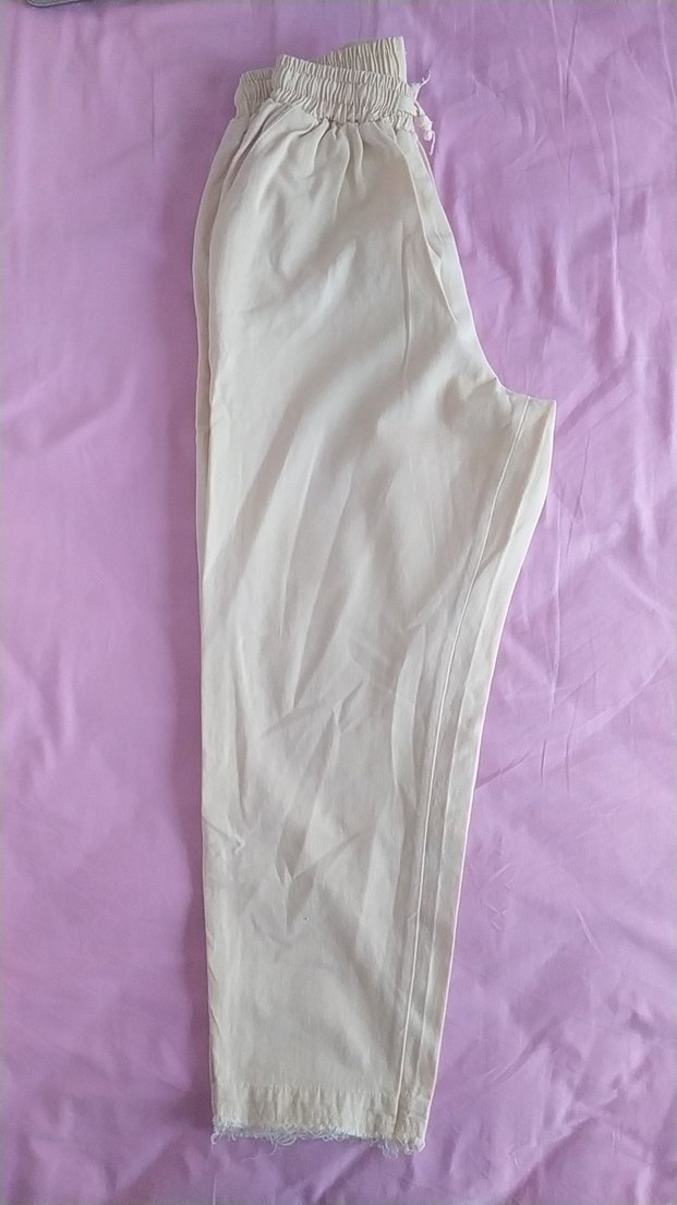 Beyaz Midi Kadın Kumaş Pantolon - Görsel 2