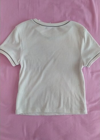 Beyaz Kısa Kollu Yılan Desenli Tişört - Görsel 2