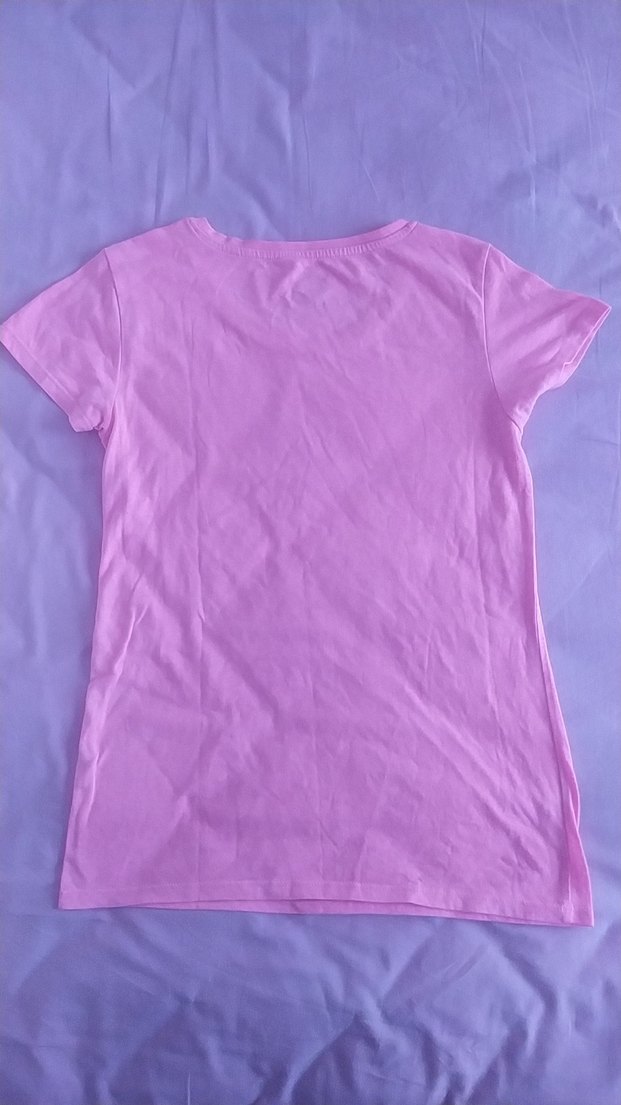 Pembe Kısa Kollu Basic Tişört - Görsel 2