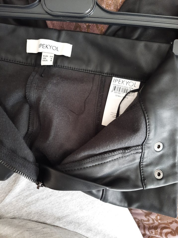 Fermuarlı Siyah Deri Biker Pantolon - Görsel 4