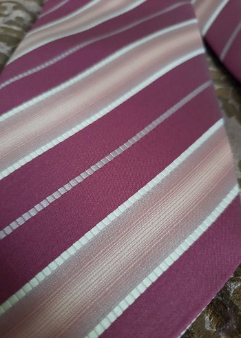 Mor ve açık tonlu çizgili erkek kravat - Görsel 2