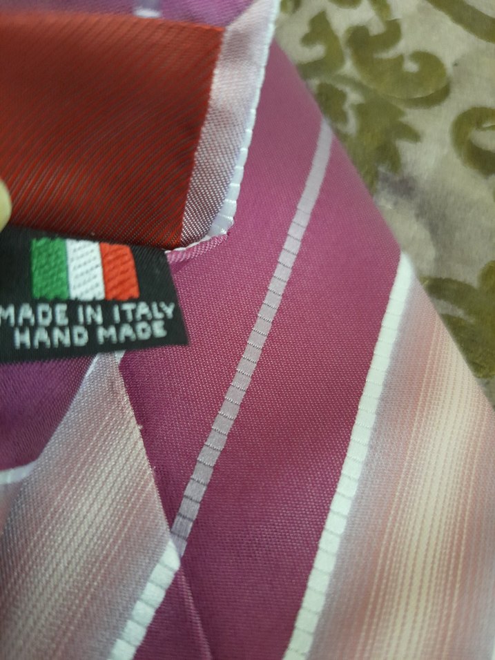 Mor ve açık tonlu çizgili erkek kravat - Görsel 4