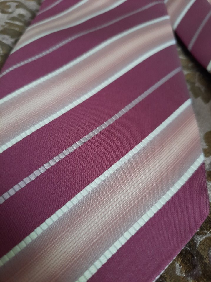 Mor ve açık tonlu çizgili erkek kravat - Görsel 2