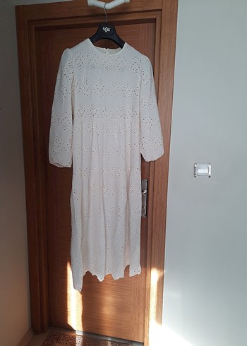 Dantel Detaylı Bohem Beyaz Uzun Elbise - Görsel 5