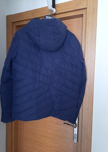 Erkek Lacivert Kapüşonlu Fermuarlı Mont - Görsel 3