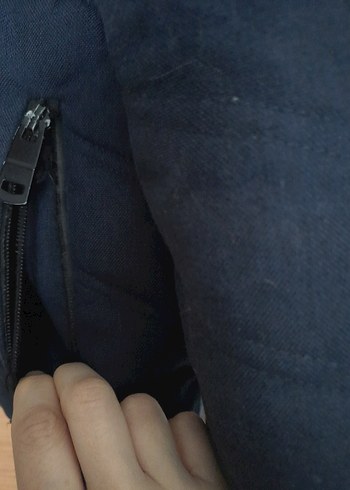 Erkek Lacivert Kapüşonlu Fermuarlı Mont - Görsel 2