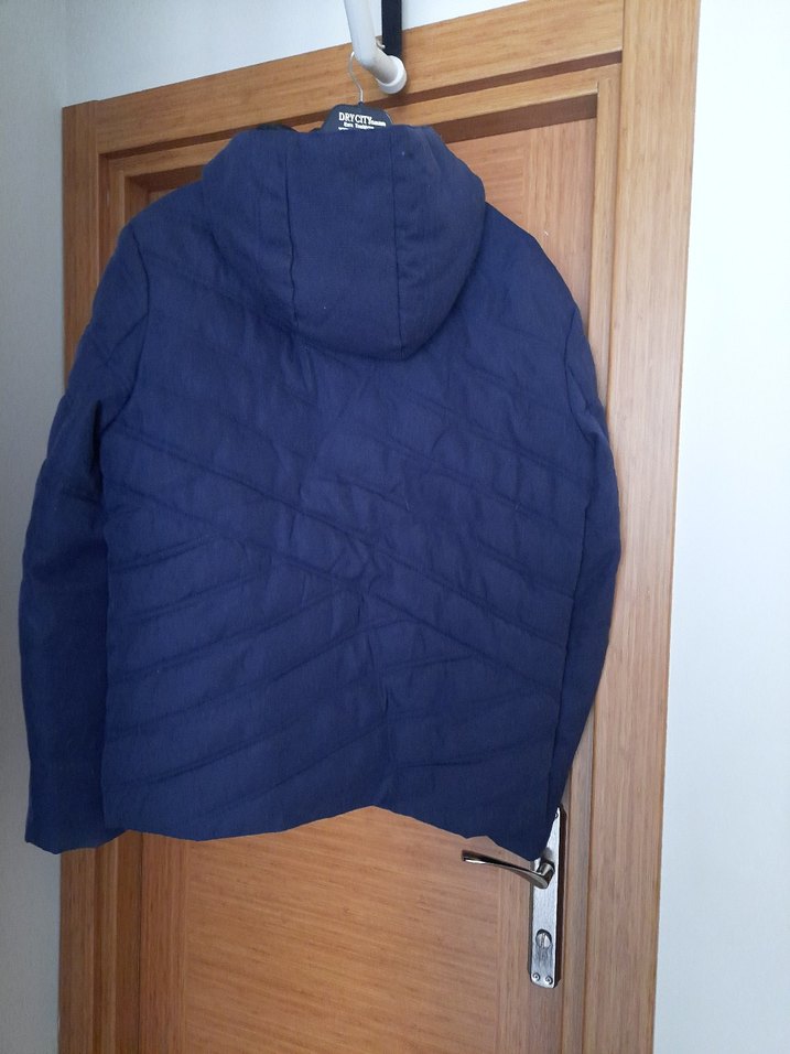 Erkek Lacivert Kapüşonlu Fermuarlı Mont - Görsel 3