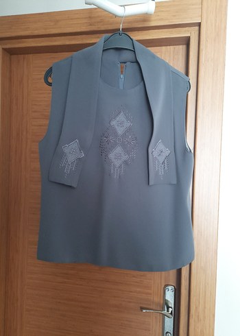 Gri Kadın Uzun Kollu Kemerli Takım Elbise - Görsel 4