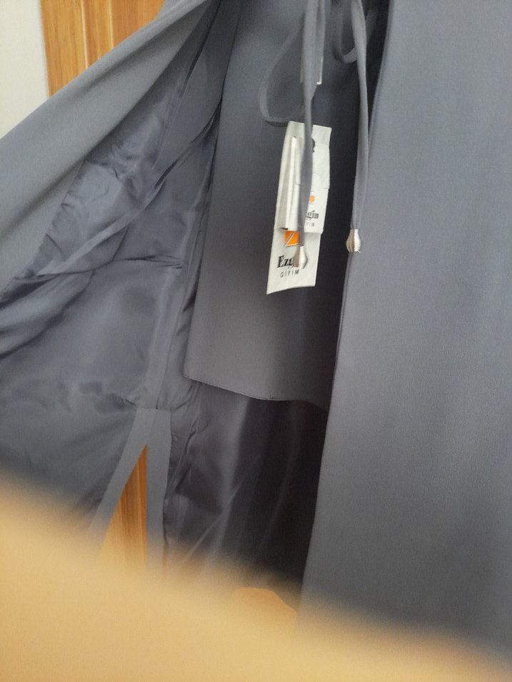 Gri Kadın Uzun Kollu Kemerli Takım Elbise - Görsel 2