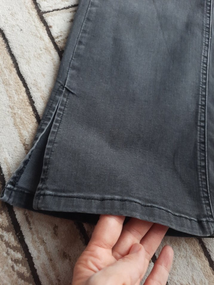 Gri Kadın Denim Normal Kesim likralı Pantolon - Görsel 3