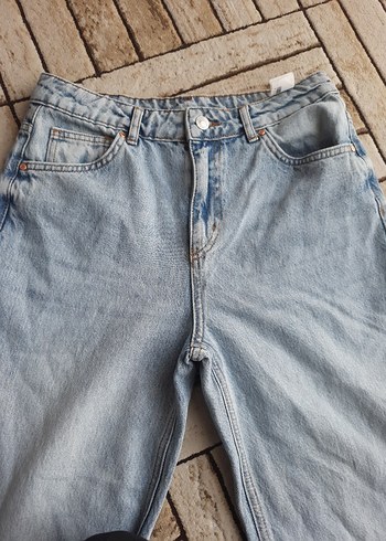 Kadın Mavi Bol Kesim Midi Denim Pantolon - Görsel 3
