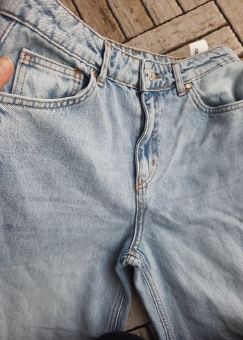 Kadın Mavi Bol Kesim Midi Denim Pantolon - Görsel 2